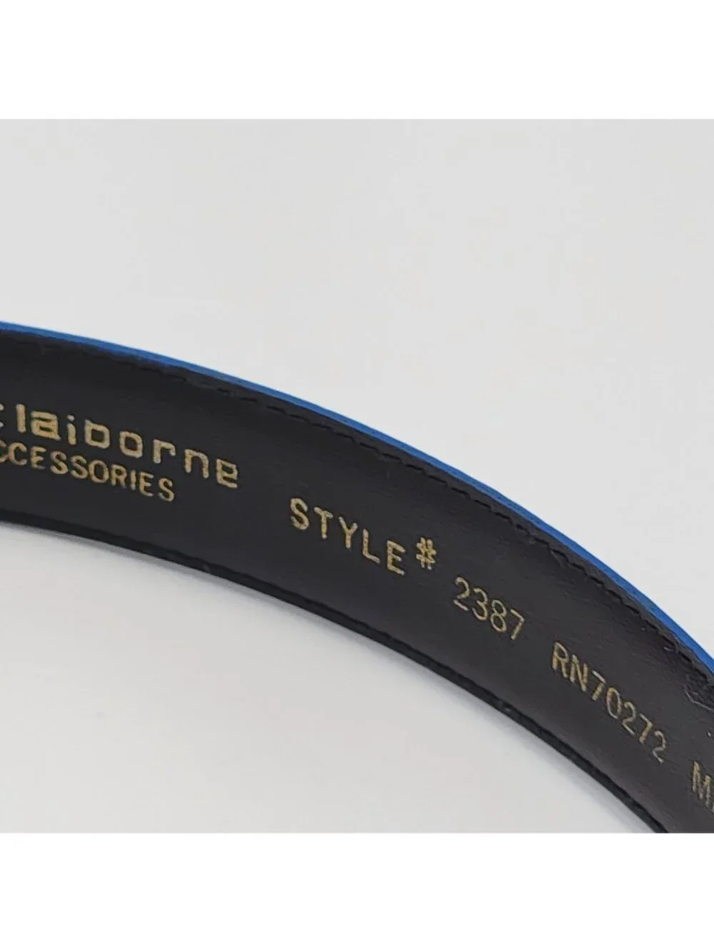 VTG 90S Blue Liz Claiborne Semi-Aniline Leather Belt With Gold Buckle - Medium S